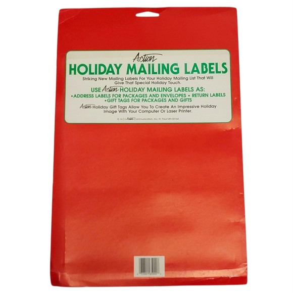 VTG 90s Action Holiday Mailing Labels 76 Ct Christmas‎ Festive Peel & Stick - Picture 5 of 6